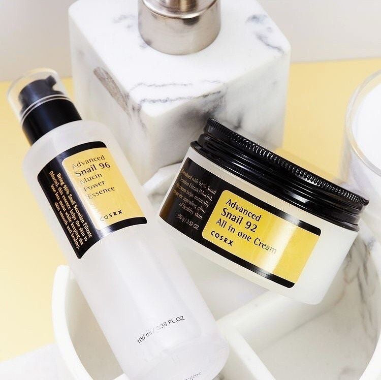 ESSENCE DE PUISSANCE DE MUCINE D'ESCARGOT AVANCÉE À 96 £ ET CRÈME POUR LE VISAGE
