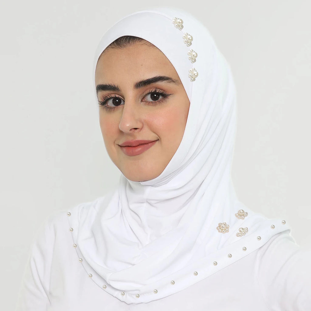 Foulard hijab instantané pour femme avec perles, foulard musulman en jersey premium, turban doux et respirant, intérieur hijab pour femme musulmane