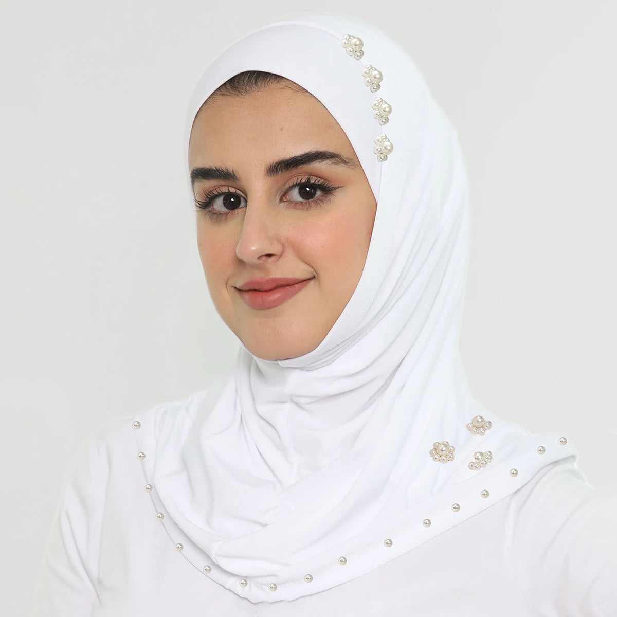 Foulard hijab instantané pour femme avec perles, foulard musulman en jersey premium, turban doux et respirant, intérieur hijab pour femme musulmane