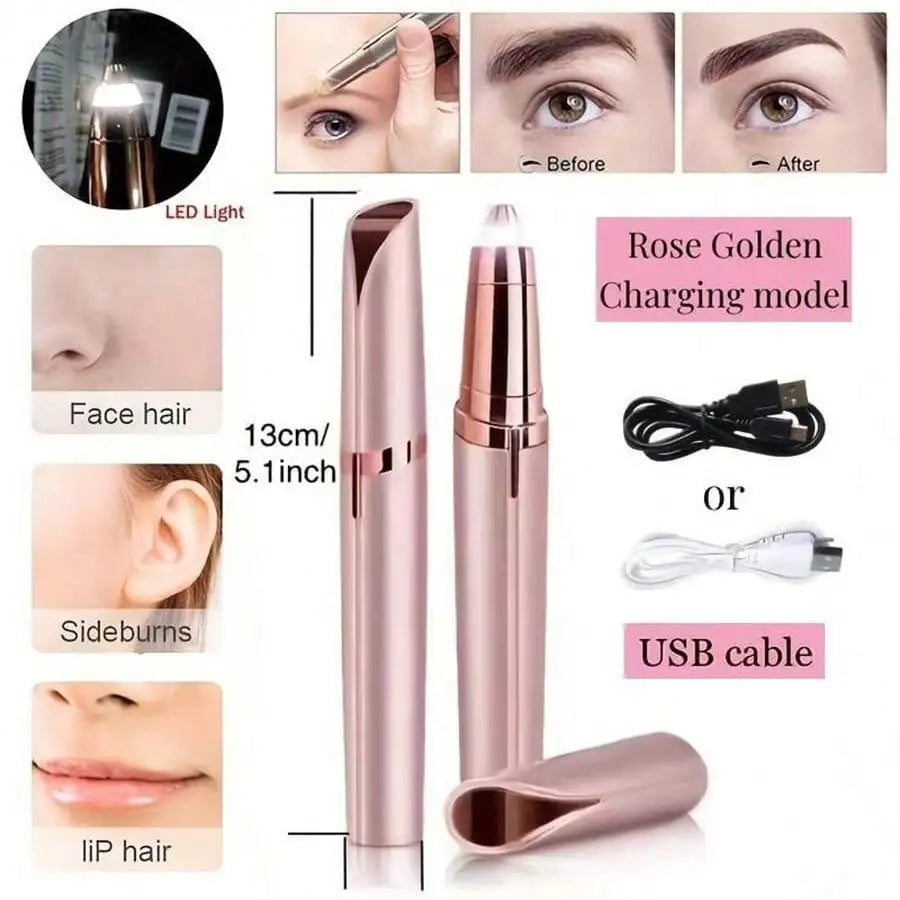 Tondeuse à sourcils électrique pour femmes, crayon à sourcils, épilateur de visage automatique, couteau de poche