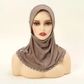 Foulard hijab instantané pour femme avec perles, foulard musulman en jersey premium, turban doux et respirant, intérieur hijab pour femme musulmane