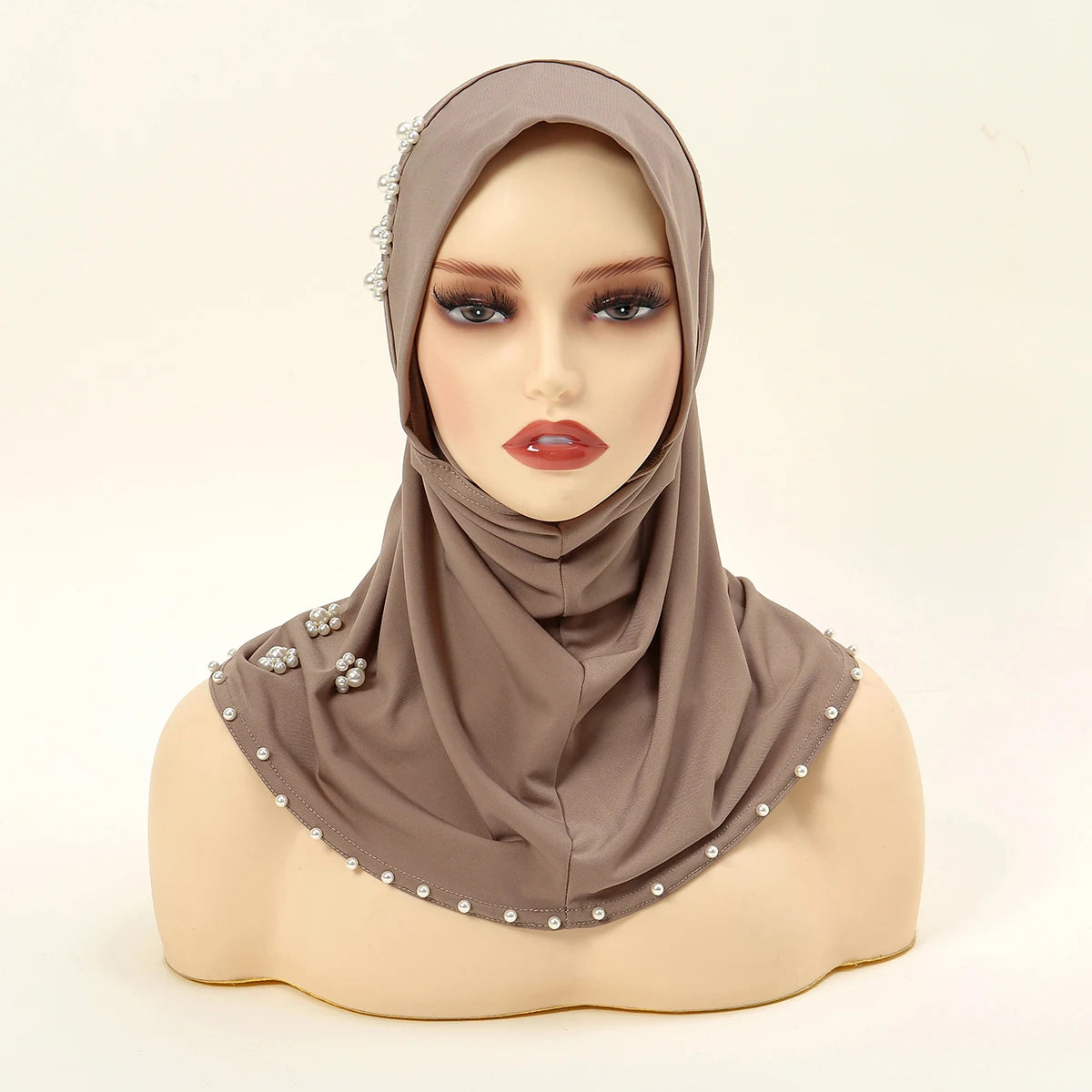 Foulard hijab instantané pour femme avec perles, foulard musulman en jersey premium, turban doux et respirant, intérieur hijab pour femme musulmane