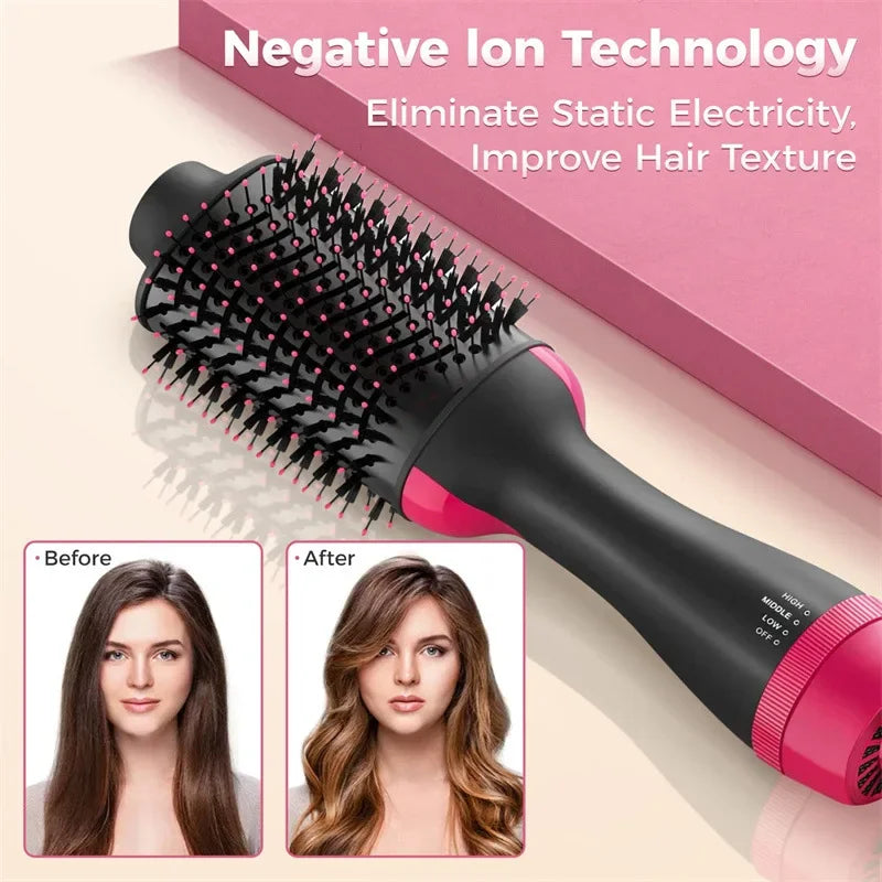 Brosse séchoir à cheveux pour femmes, lisseur, boucleur, masseur 4 en 1, chauffage rapide, volumateur en une étape, brosses à air chaud