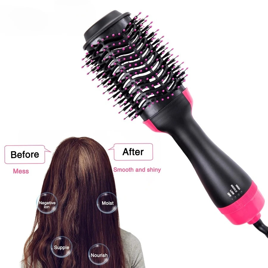Brosse séchoir à cheveux pour femmes, lisseur, boucleur, masseur 4 en 1, chauffage rapide, volumateur en une étape, brosses à air chaud