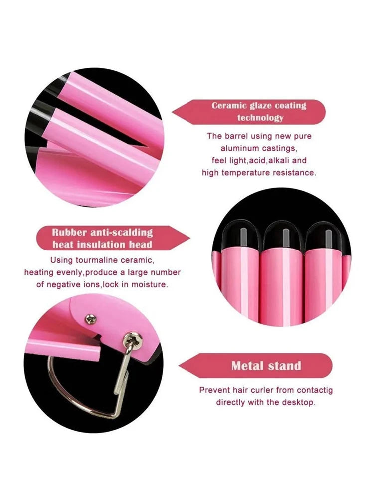 Fer à friser professionnel IRUIBEAUTY en céramique à triple cylindre, outil de coiffage