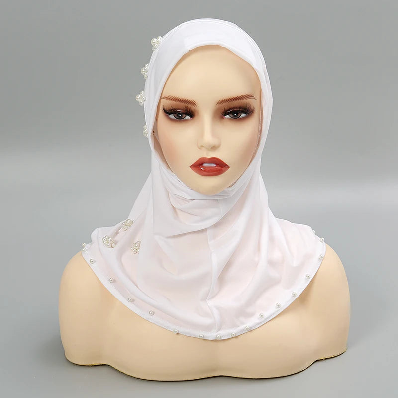 Foulard hijab instantané pour femme avec perles, foulard musulman en jersey premium, turban doux et respirant, intérieur hijab pour femme musulmane