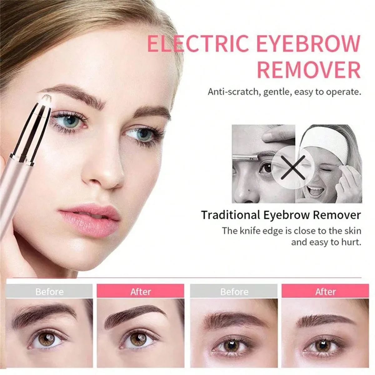 Tondeuse à sourcils électrique pour femmes, crayon à sourcils, épilateur de visage automatique, couteau de poche