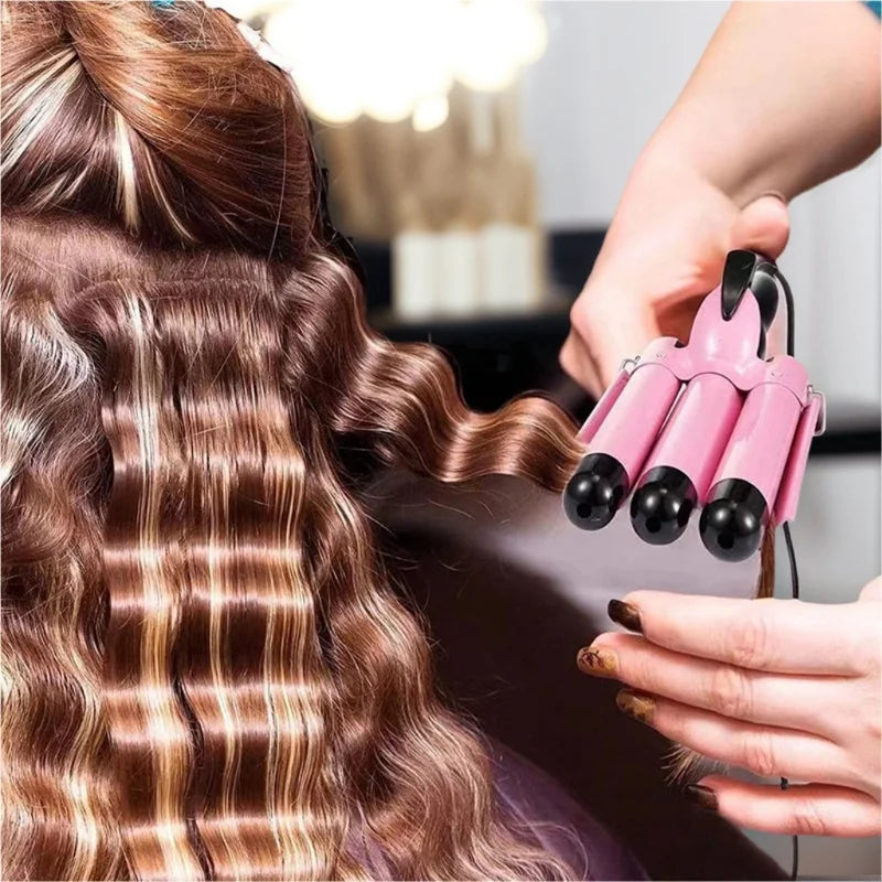 Fer à friser professionnel IRUIBEAUTY en céramique à triple cylindre, outil de coiffage